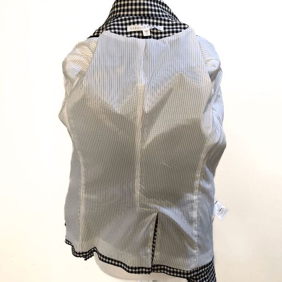 Veronica Beard Cottage Double Breasted Blazer Gingham Size 4 Black White Jacket - Picture 11 of 12